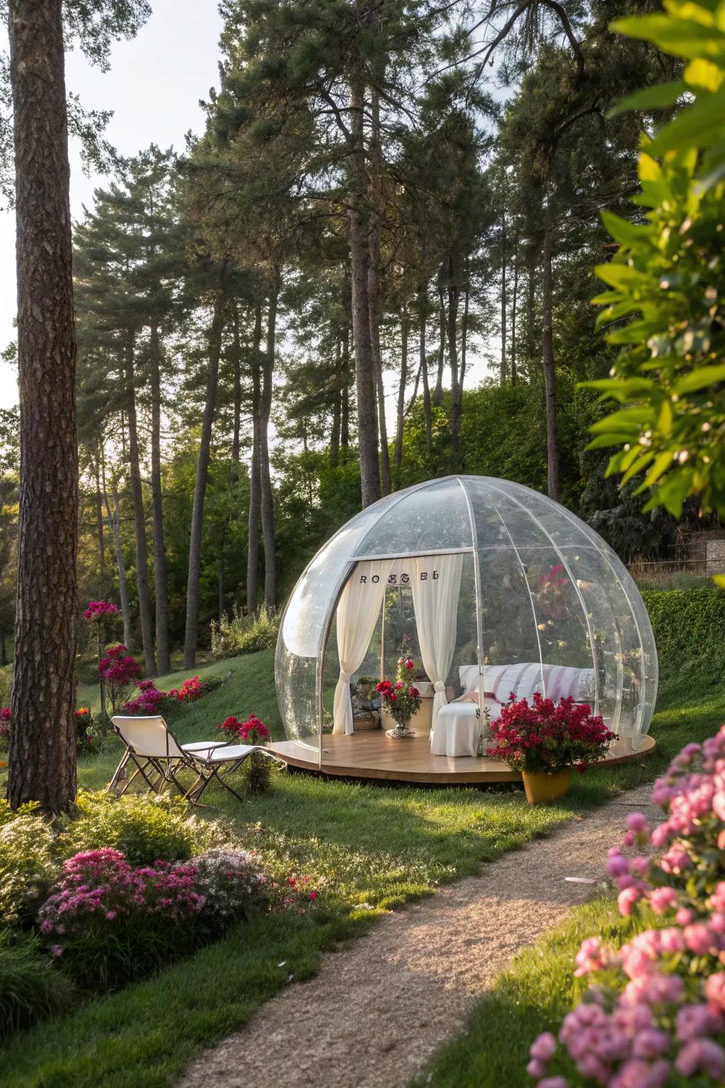 Bubble tents offer a cozy and panoramic outdoor experience.