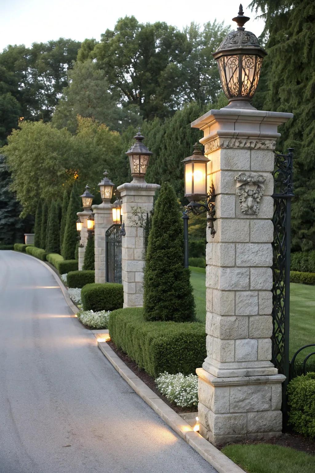 Stone pillar posts bring elegance and grandeur to your entrance.
