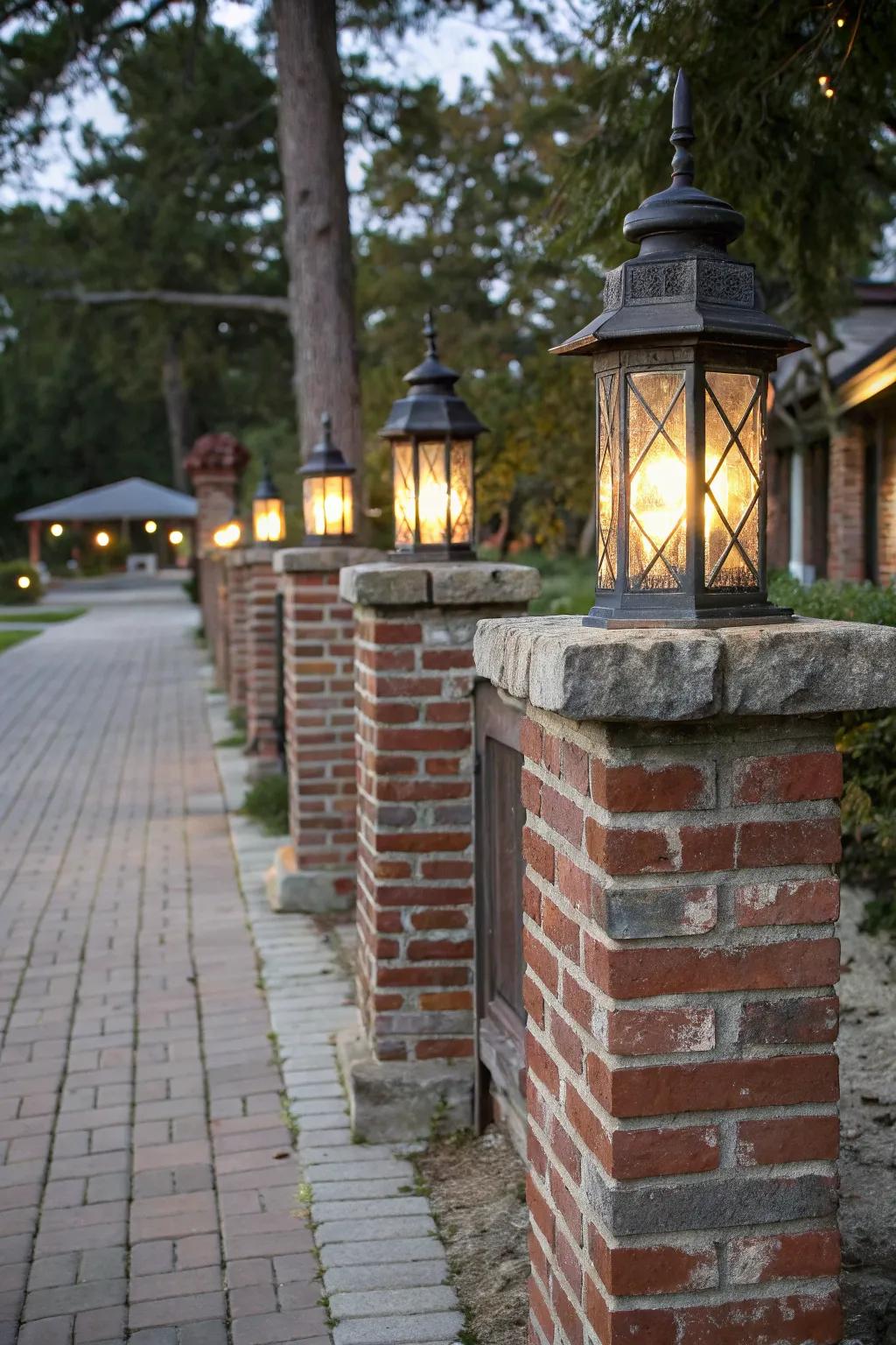 Brick and mortar posts provide a classic, durable solution.