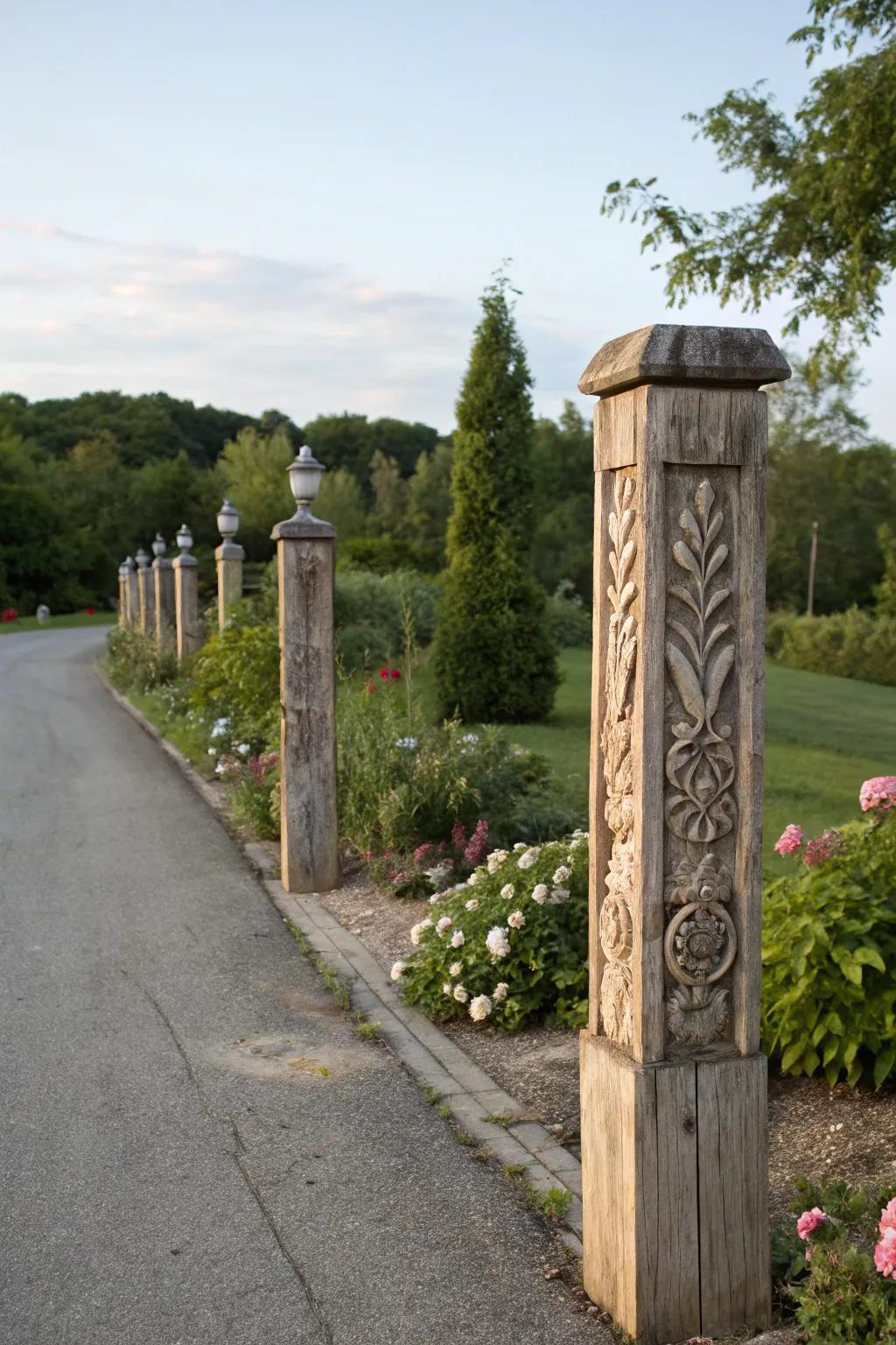 Rustic wooden posts add charm and a touch of history.