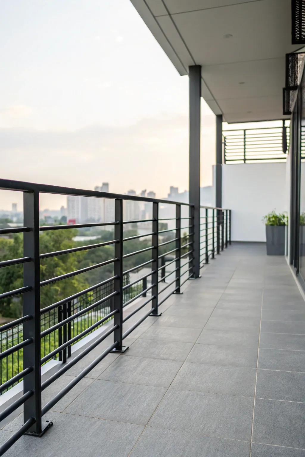 Sleek metal railings bring a touch of modern elegance to any terrace.