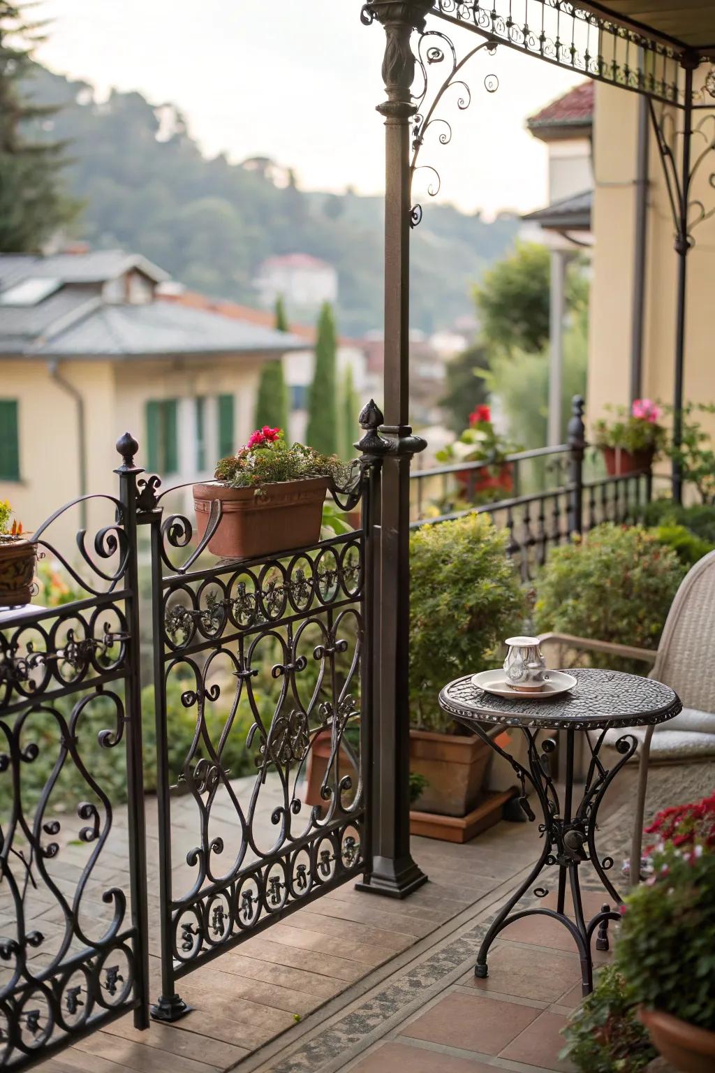 Wrought iron fences add timeless elegance and vintage charm.