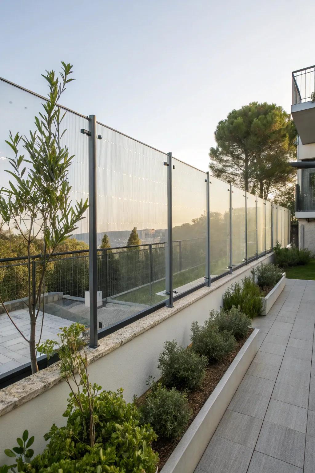 Floating fences offer a modern and intriguing design element.