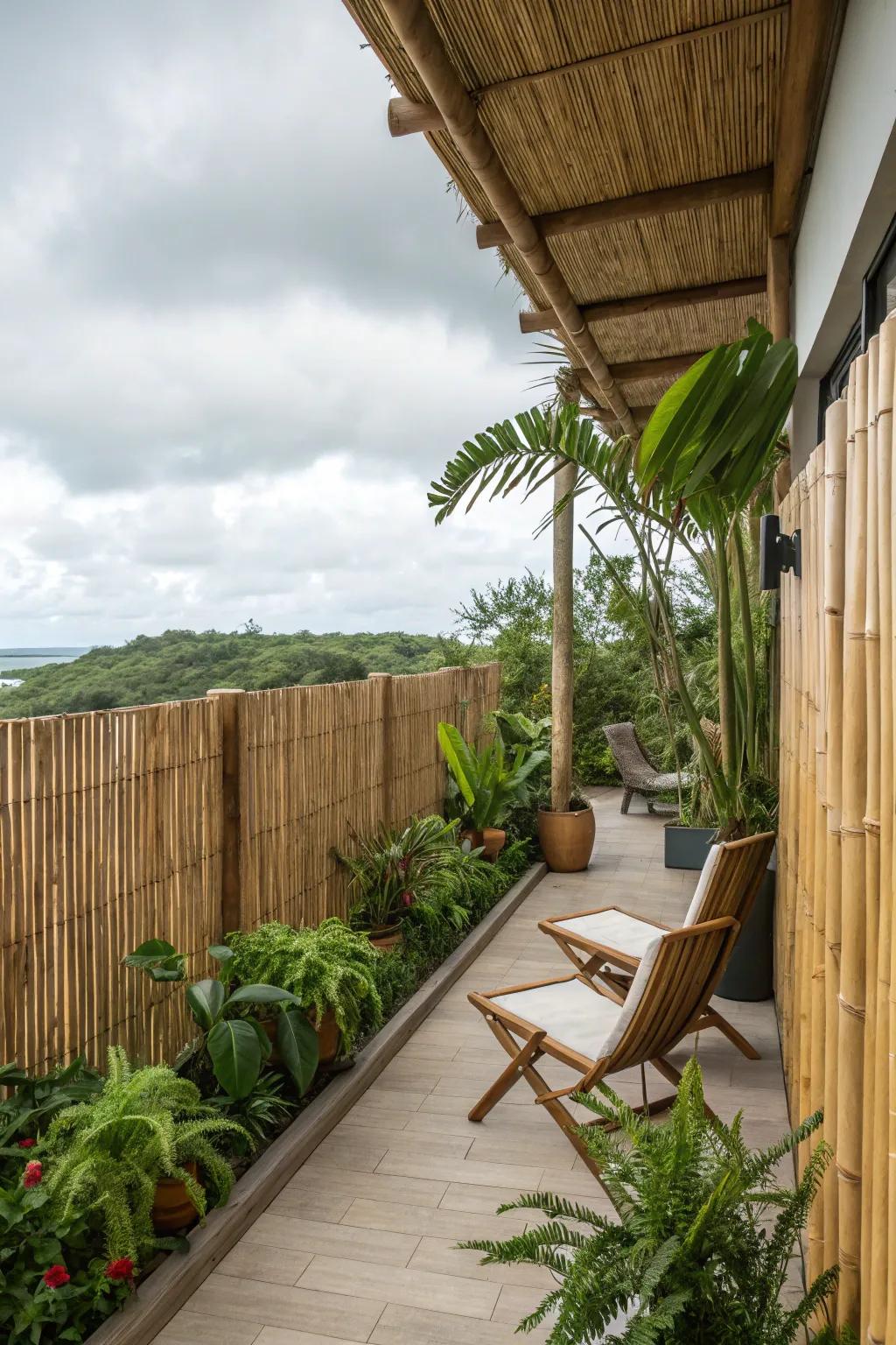 Bamboo fences offer a sustainable and exotic look.
