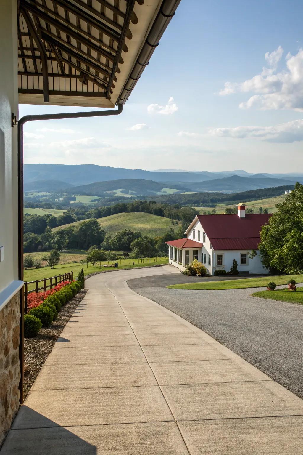 A welcoming driveway offering a sense of openness and space.