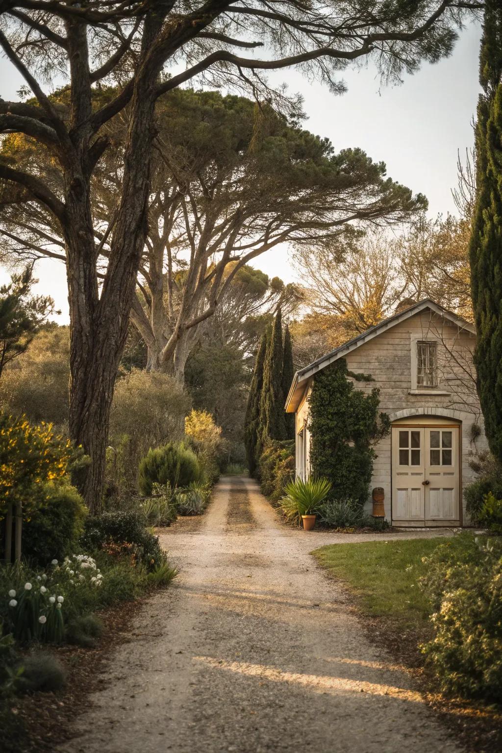 A driveway that embraces and integrates natural beauty.