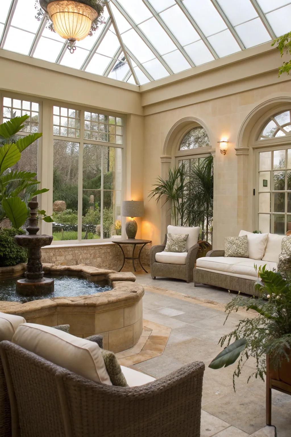 A relaxing spa retreat in an orangery.