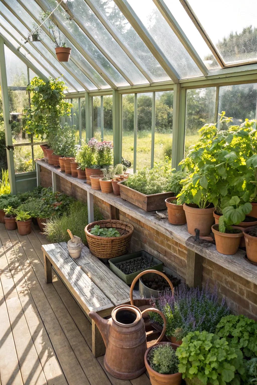A thriving greenhouse in an orangery.