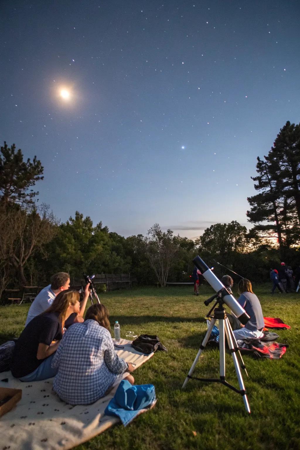 Stargazing adds a celestial touch to your camping party.