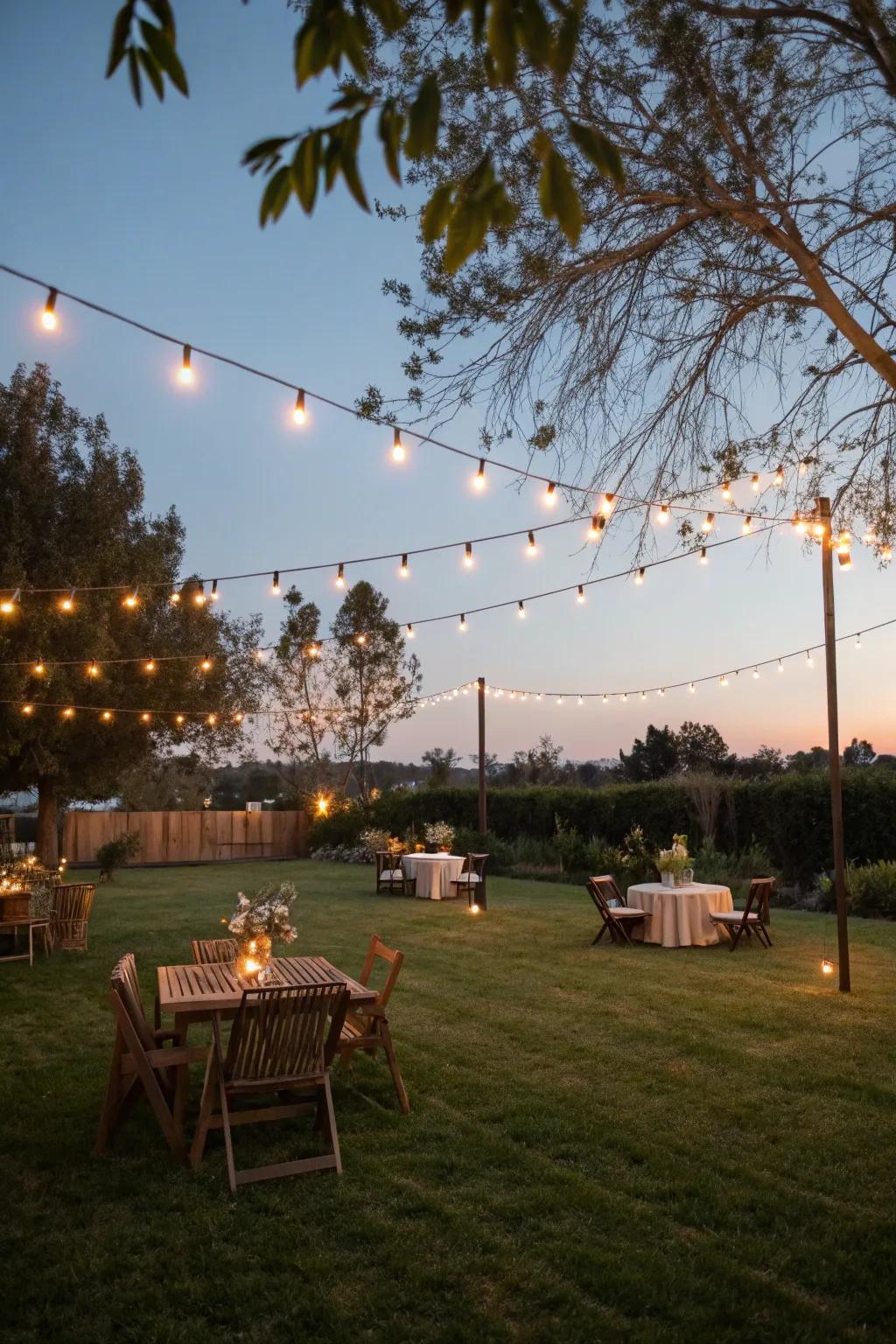 String lights bring a warm glow to your backyard campout.