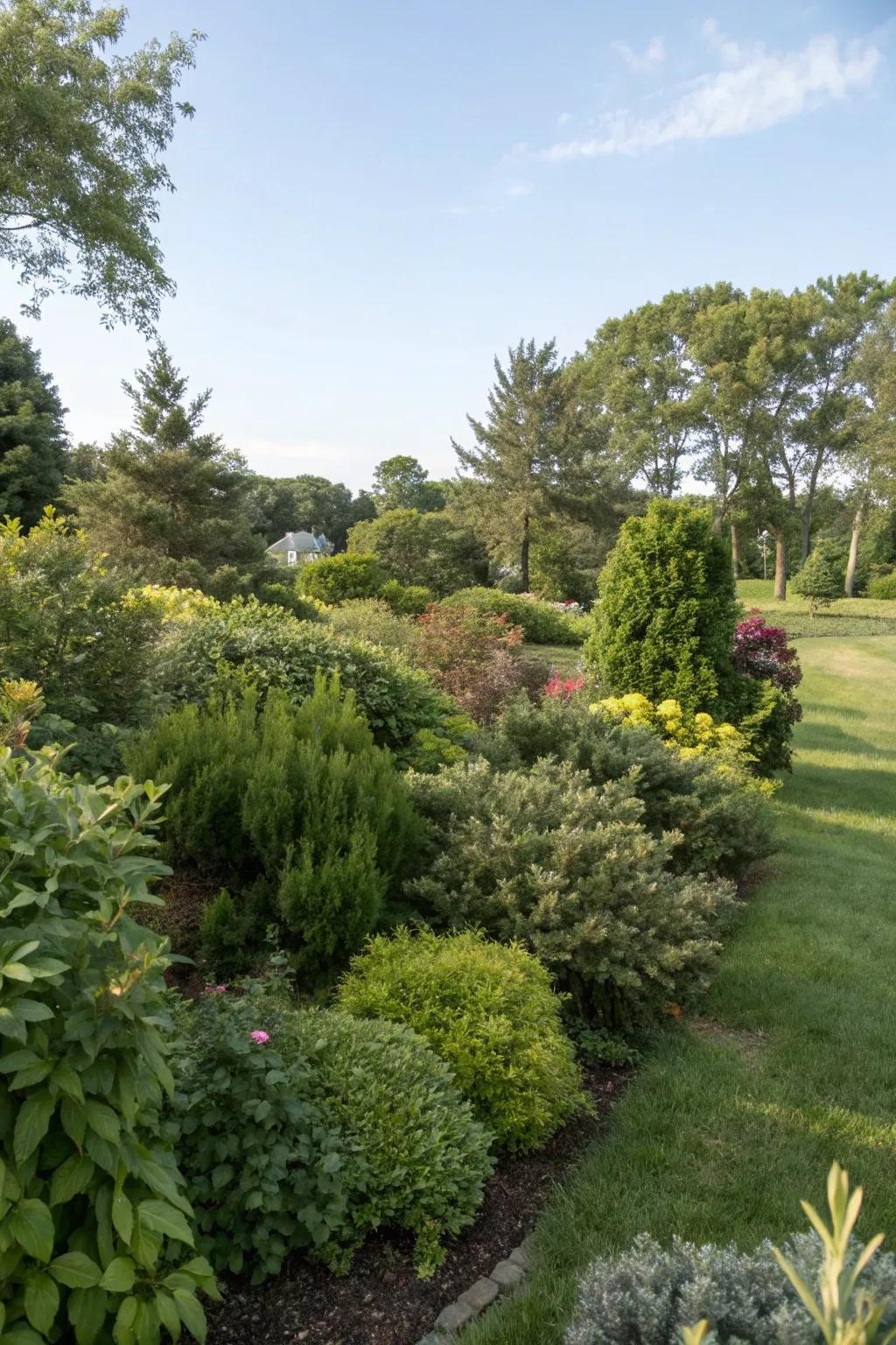 Create private garden spaces with diverse shrubs and bushes.