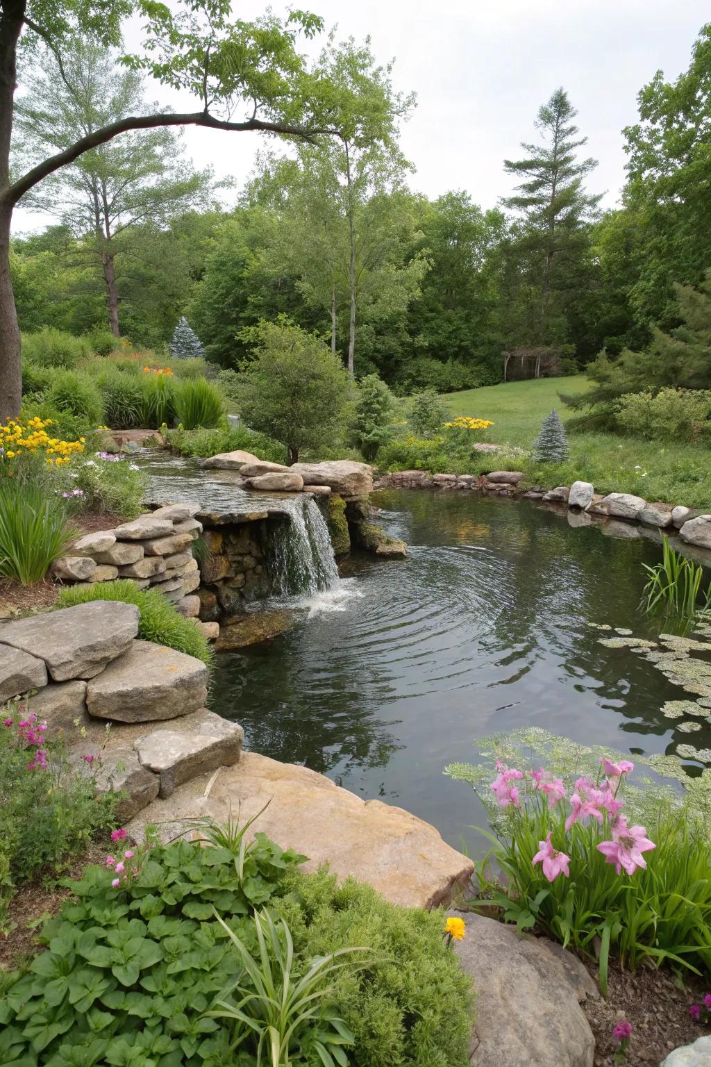 Add tranquility with a serene water feature.