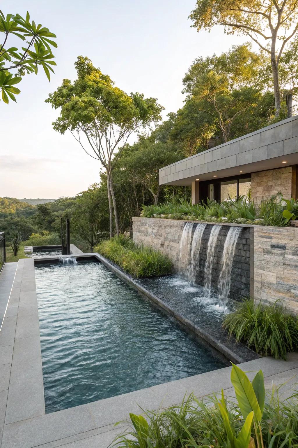 Natural stone features add timeless elegance to pools.