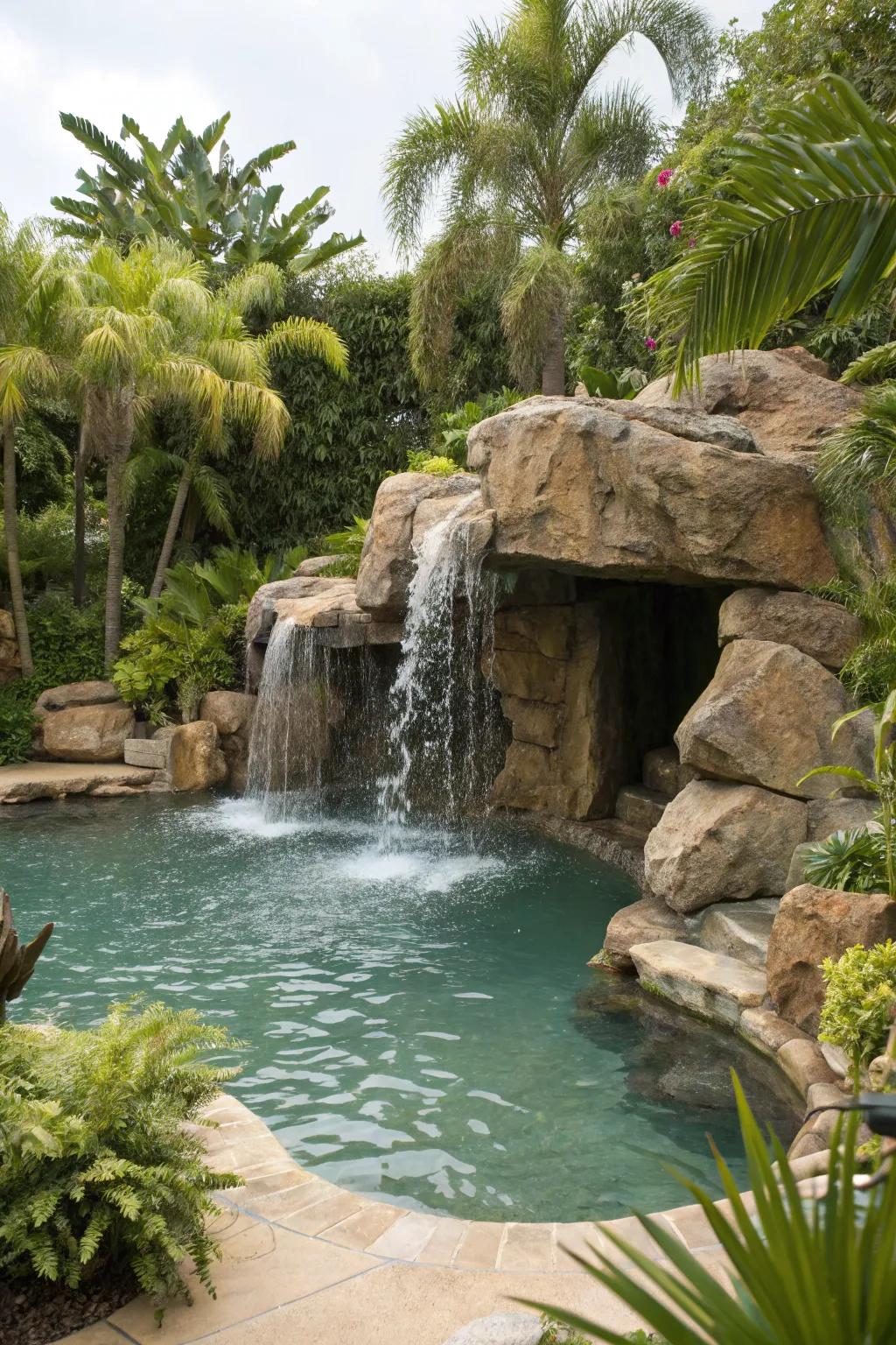 Rock grottos offer a natural, secluded feel.