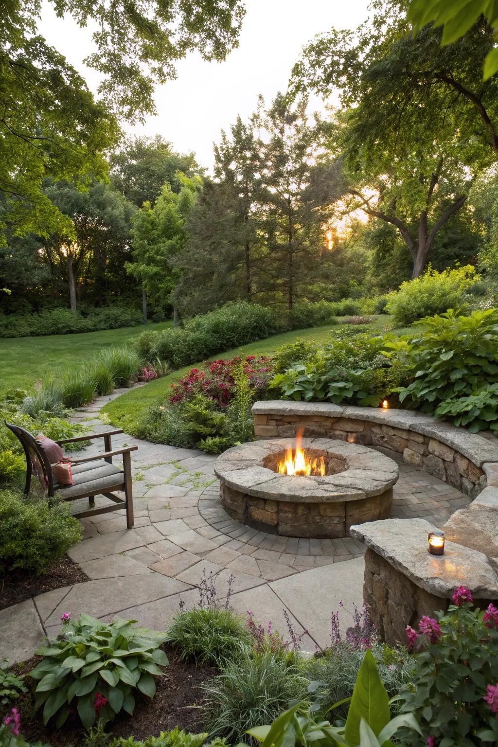 A fire pit adds warmth and a focal point to your garden.