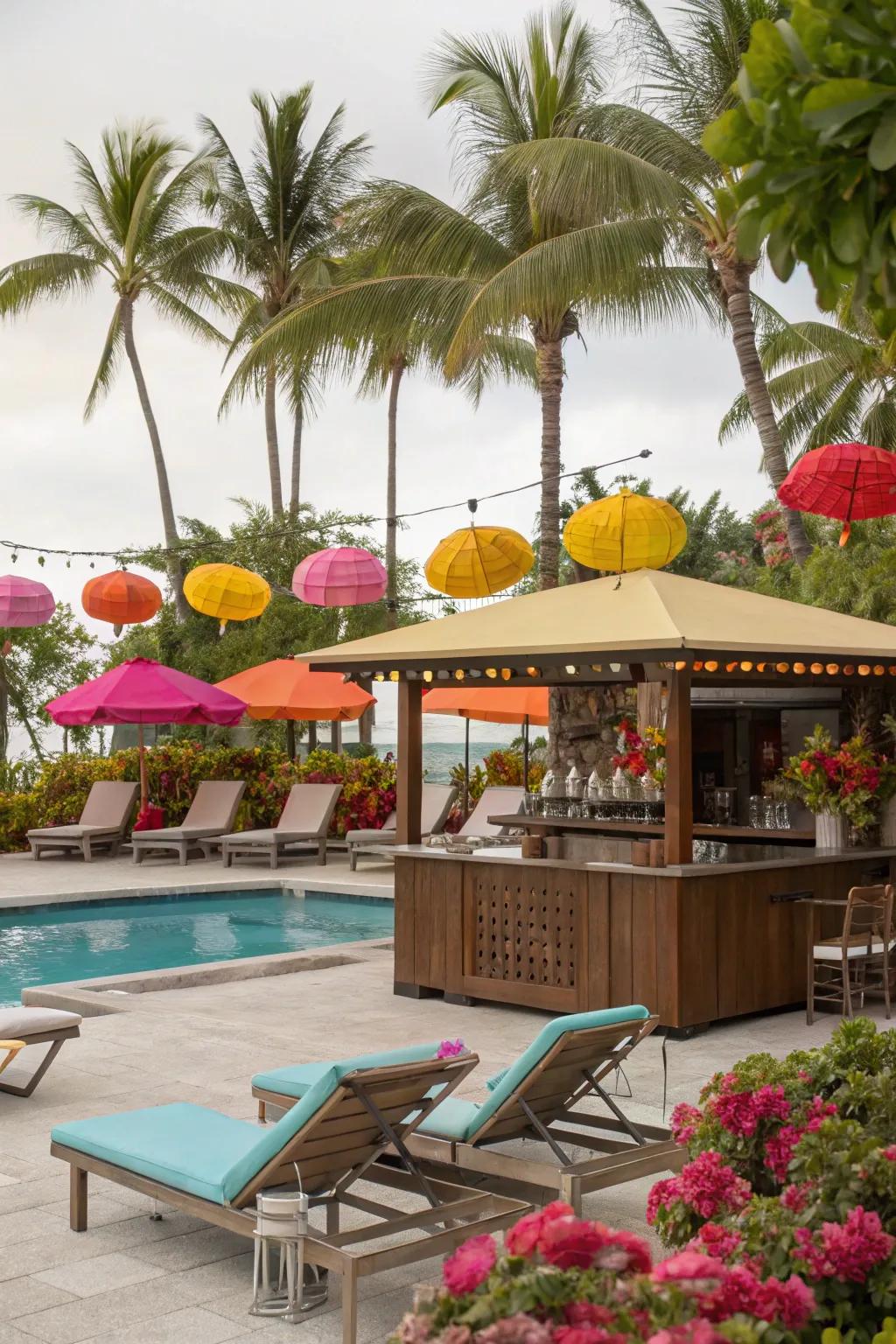 Relax and refresh with a poolside bar setup.