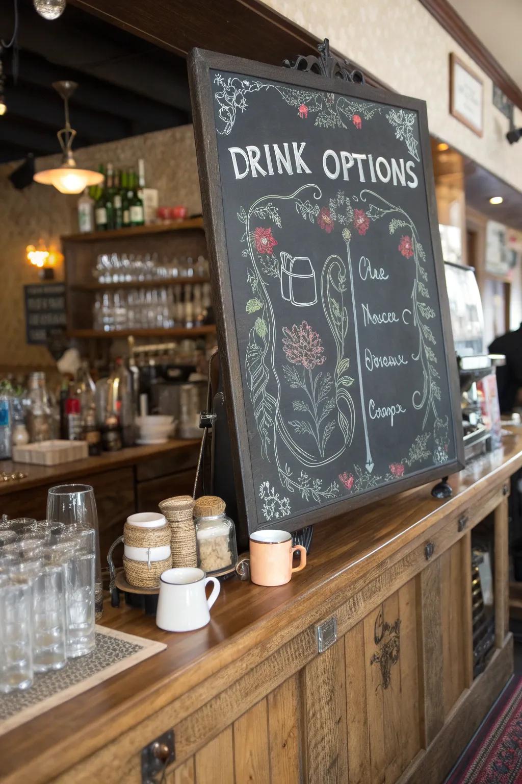 Personalize your bar with a DIY chalkboard menu.