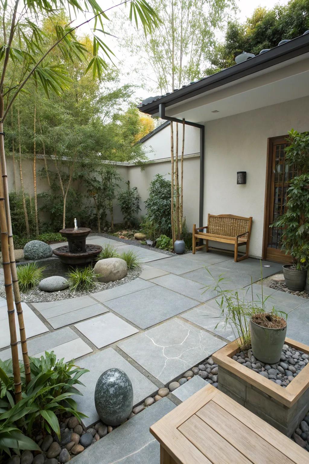 An open layout enhances the spaciousness of your zen patio.