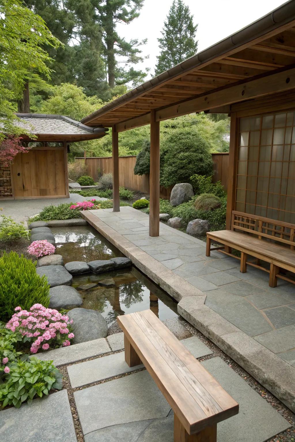 Natural materials create a seamless blend with the environment.