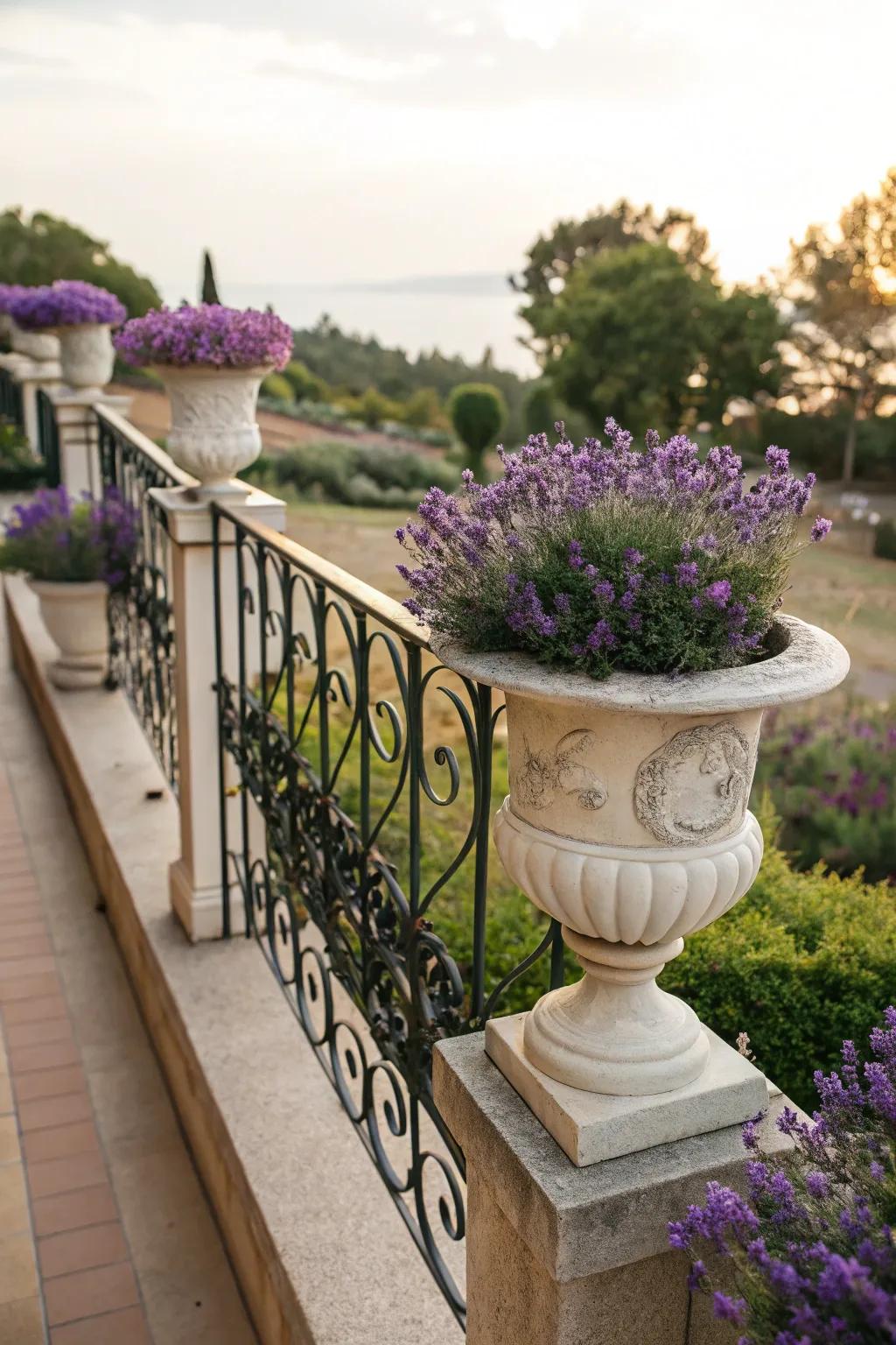 Aromatic allure with fragrant railing blooms.