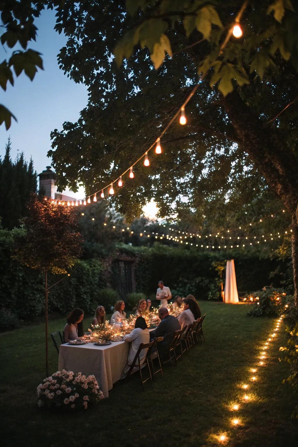 String lights add warmth and charm to any outdoor gathering.