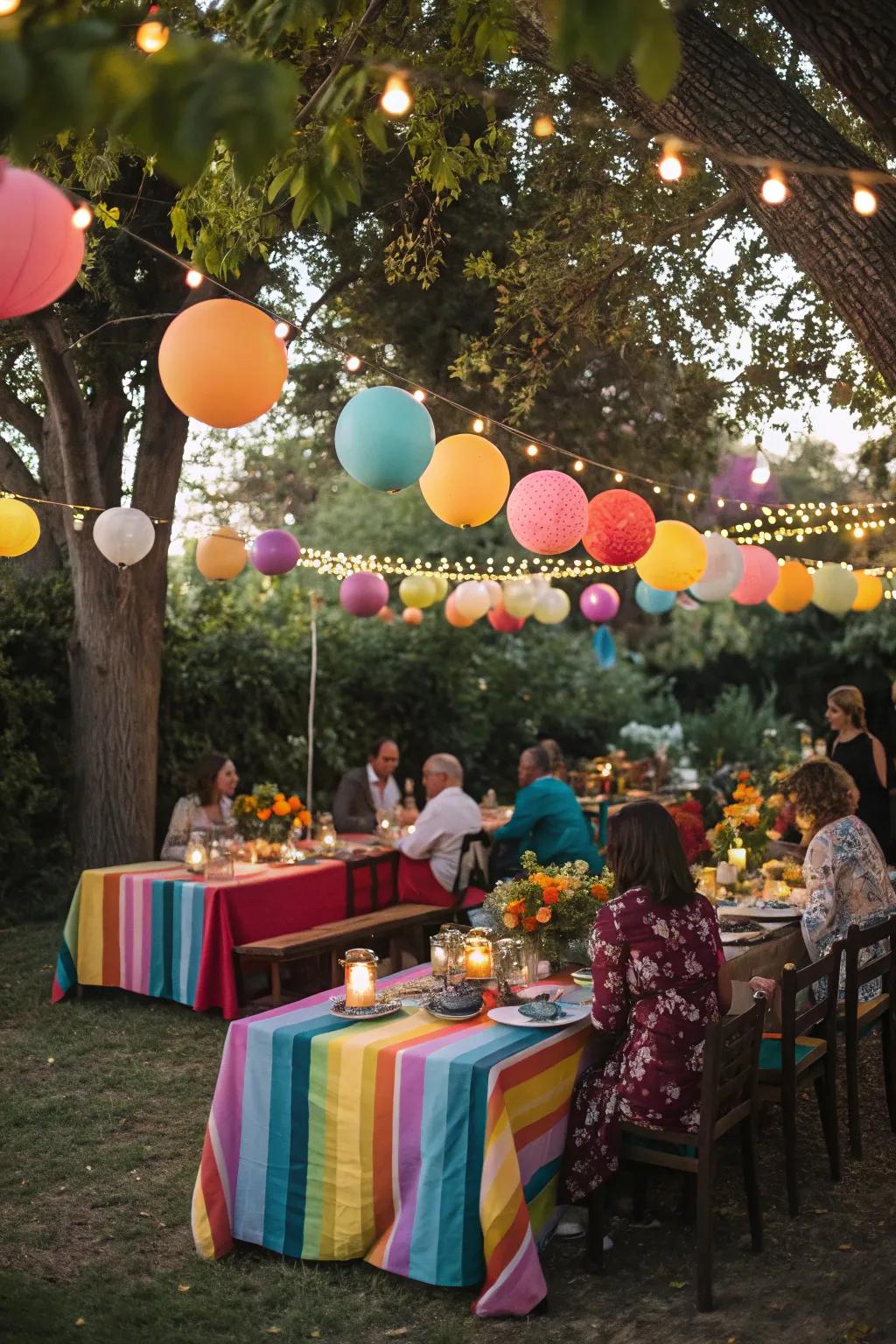 Bright decorations bring energy and joy to your outdoor party.