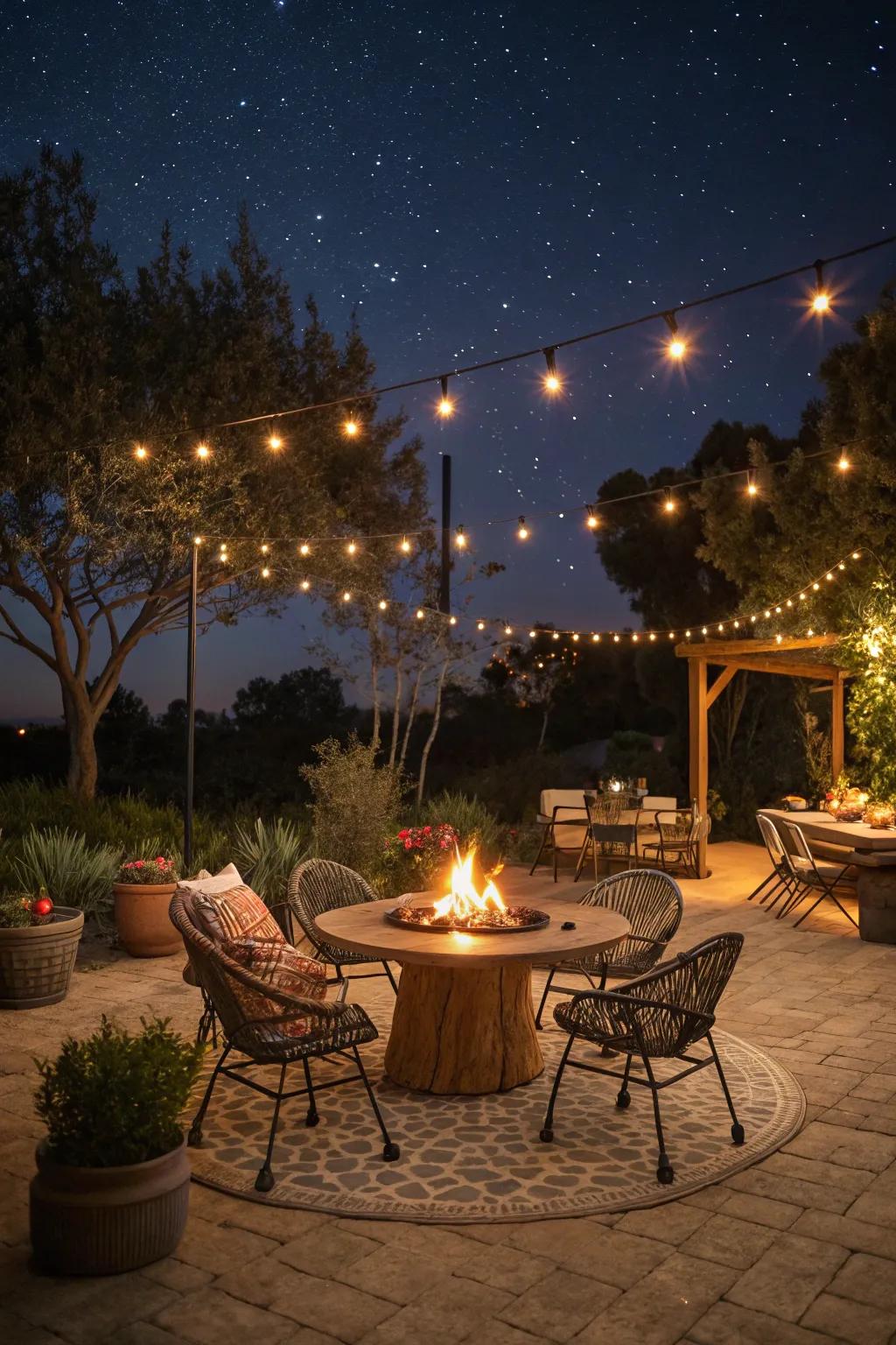 A fire pit adds warmth and a focal point to your outdoor gathering.