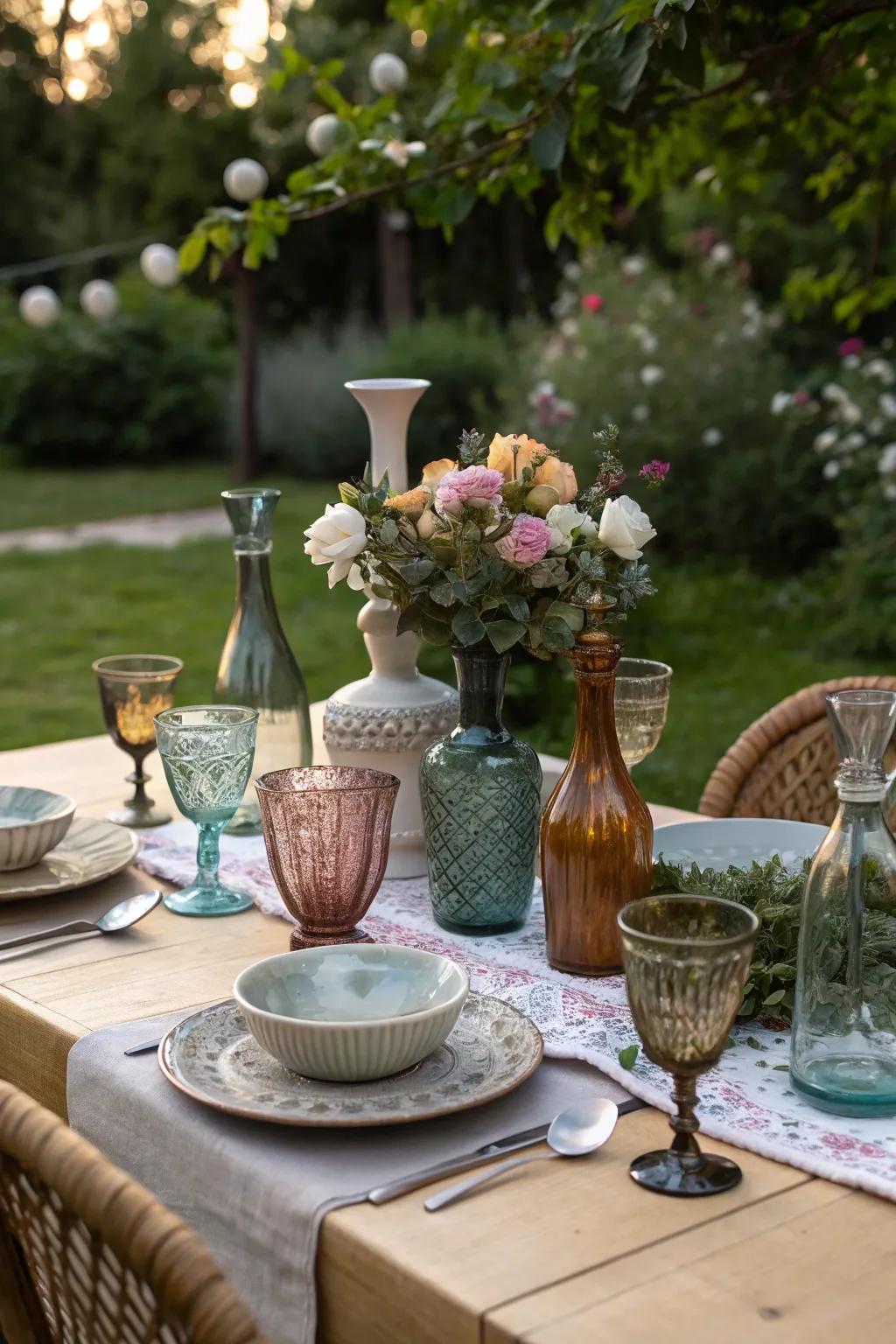 Mixing glassware styles adds charm and character to your table.