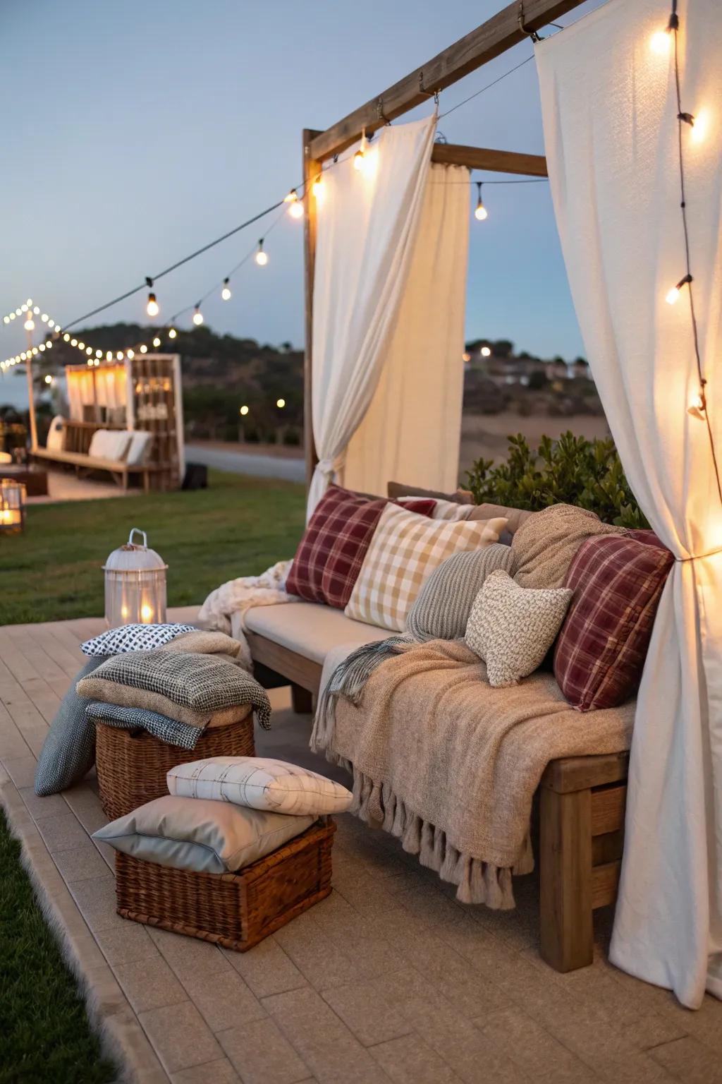 A comfort station ensures guests stay warm and cozy all night long.