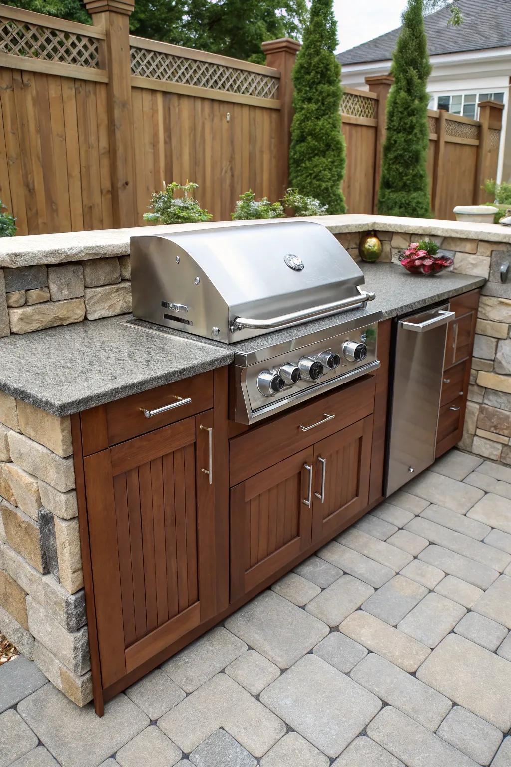 A sleek compact grilling station perfect for a 10x10 area.
