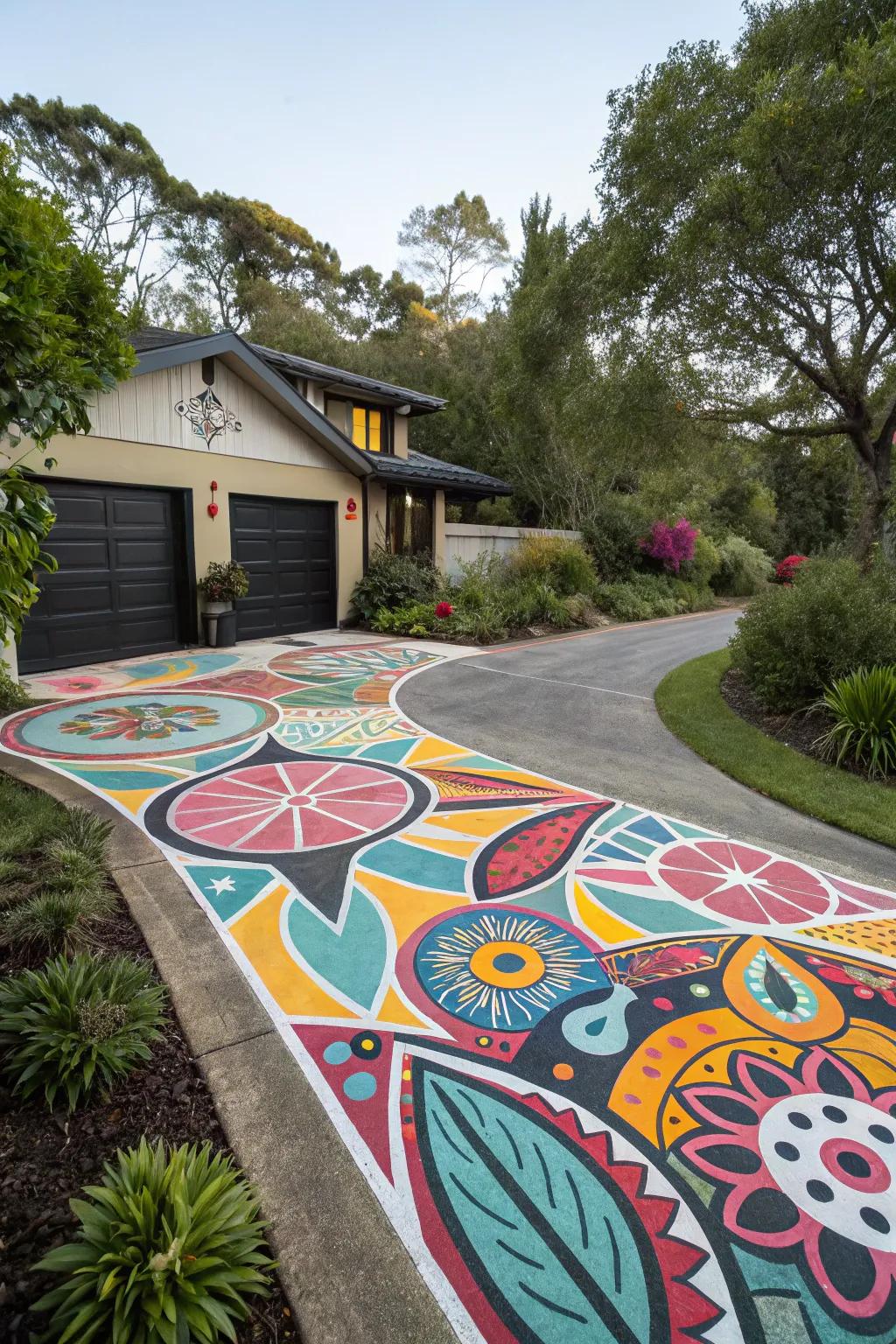 Express creativity with artful driveway murals.