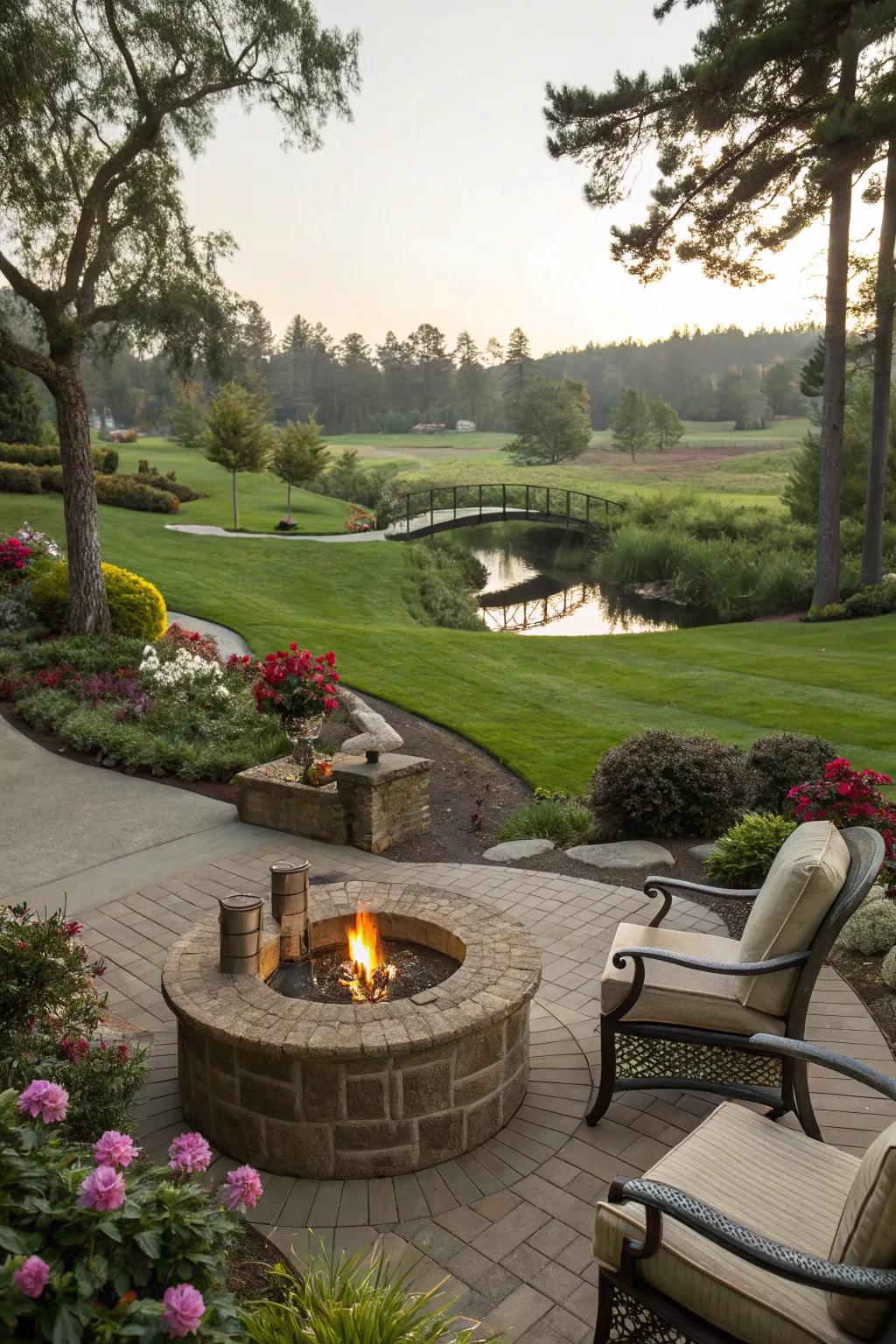 Enhance your outdoor experience with a firepit that takes advantage of scenic views.