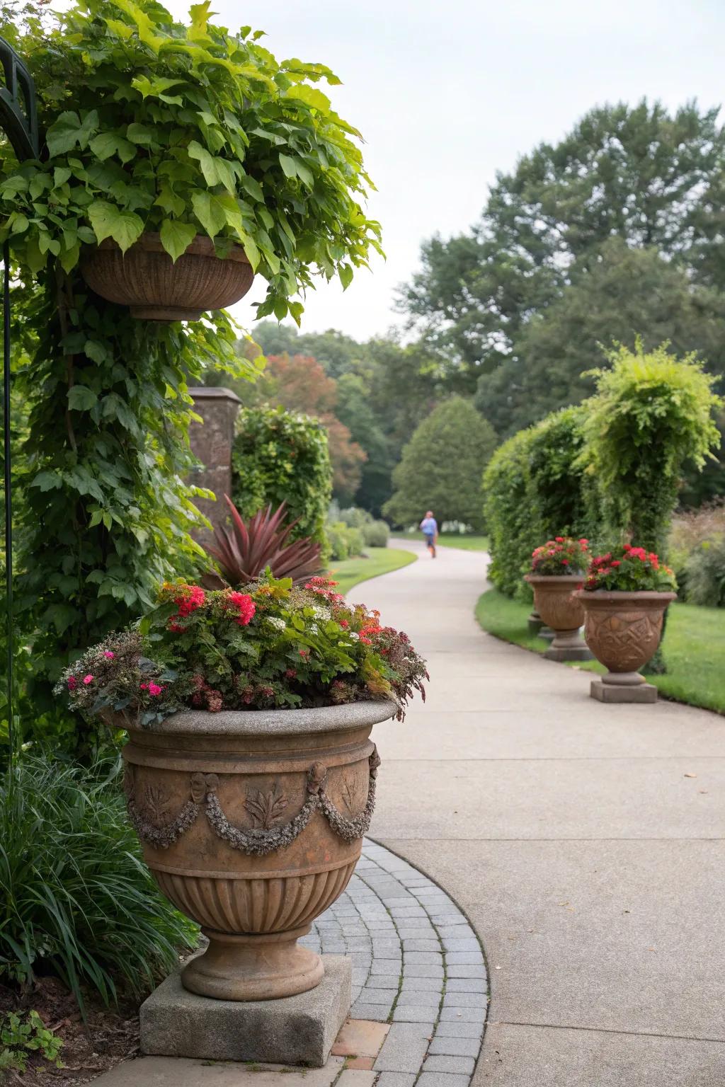 Large planters for bold garden entries.