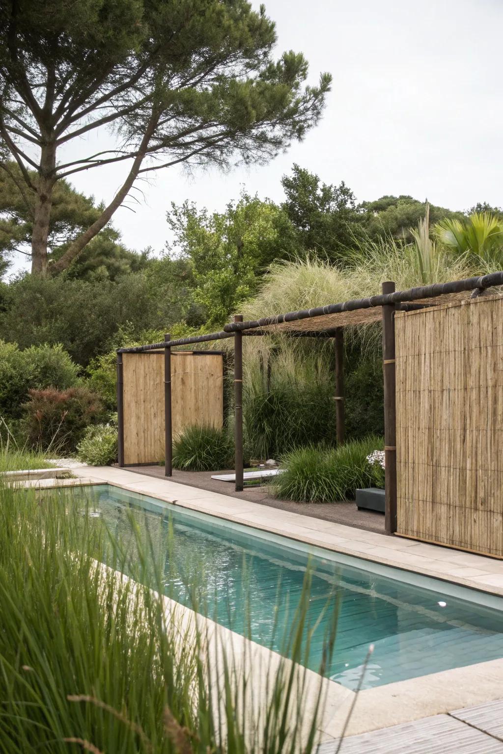 Eco-friendly reed screens provide a natural and budget-friendly privacy solution.