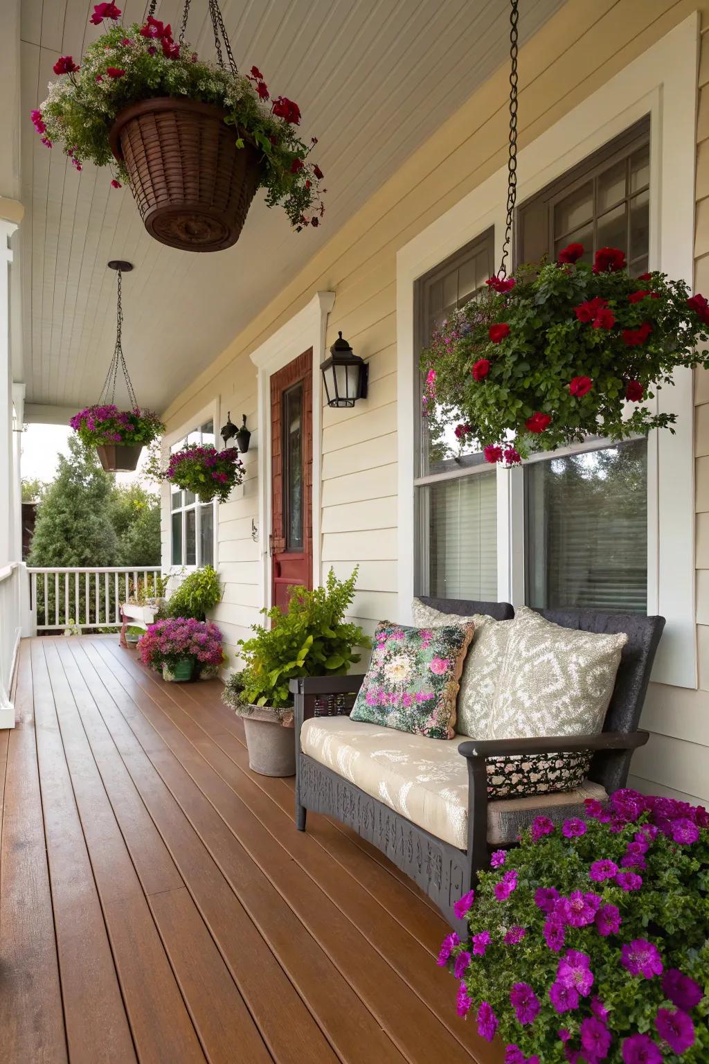 Calibrachoa creates a lively focal point on your porch.
