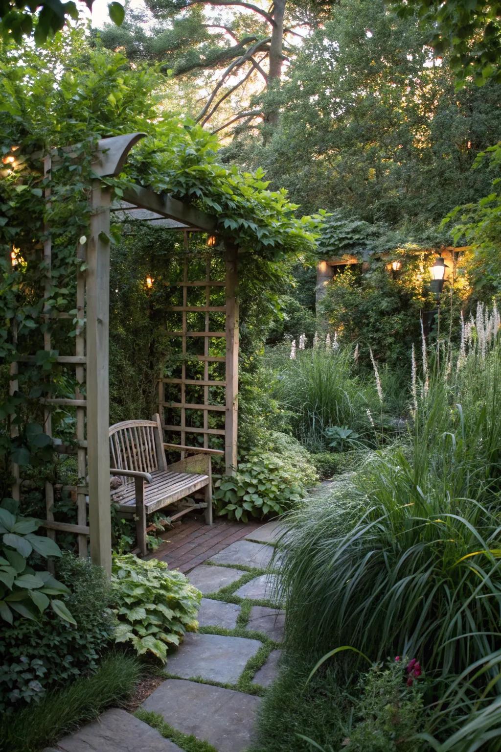 A secret garden nook offering a private escape.
