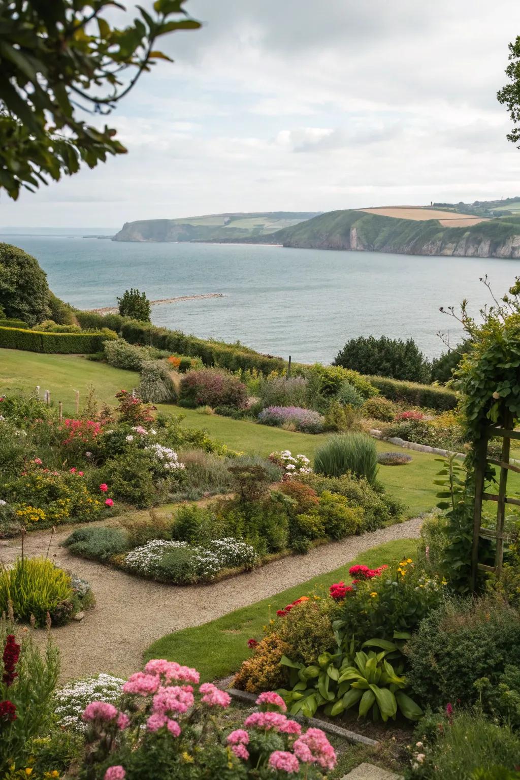 A garden design that highlights stunning coastal views.