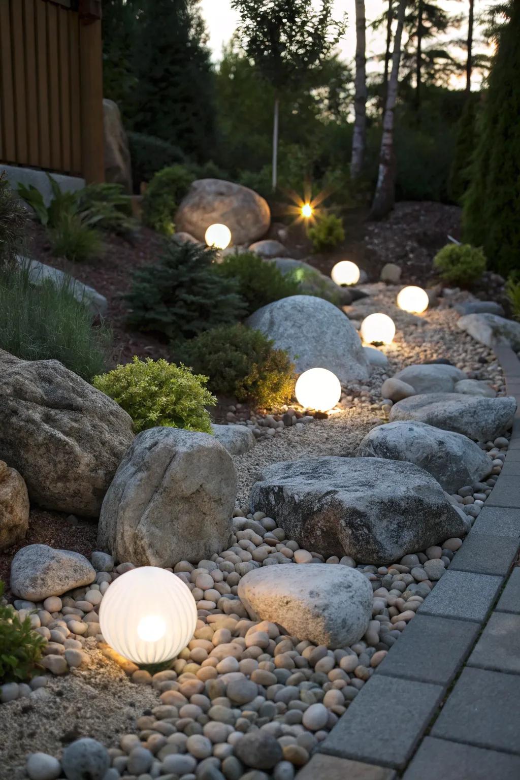 Globe lights bring modern elegance to your garden.