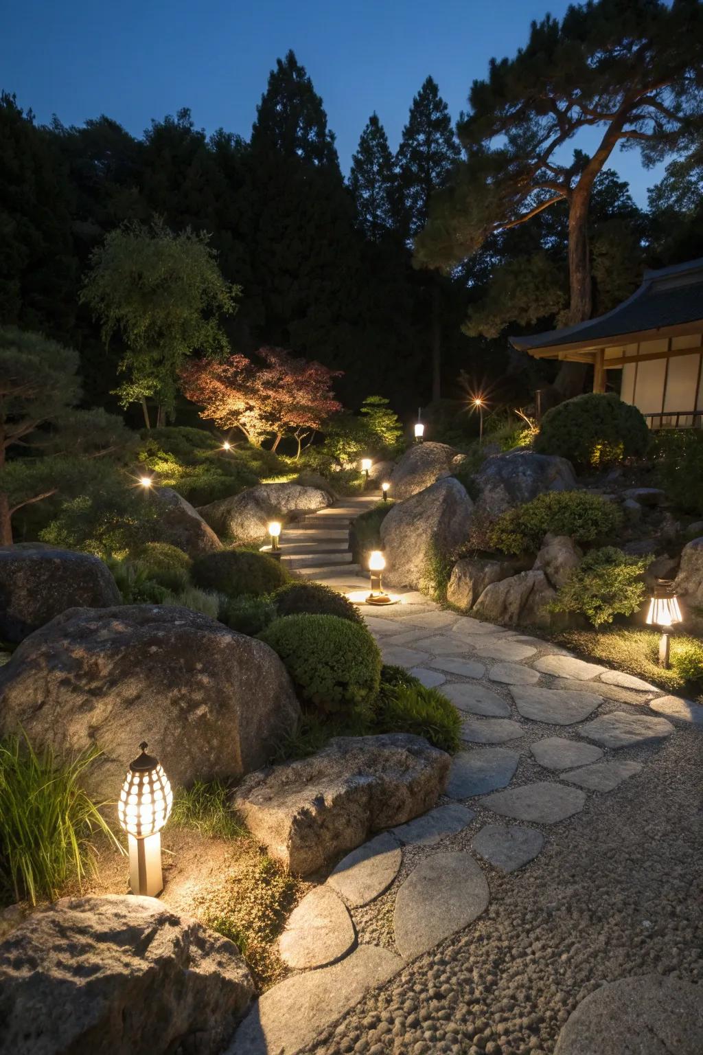 Moonlight effect for a serene, romantic ambiance.