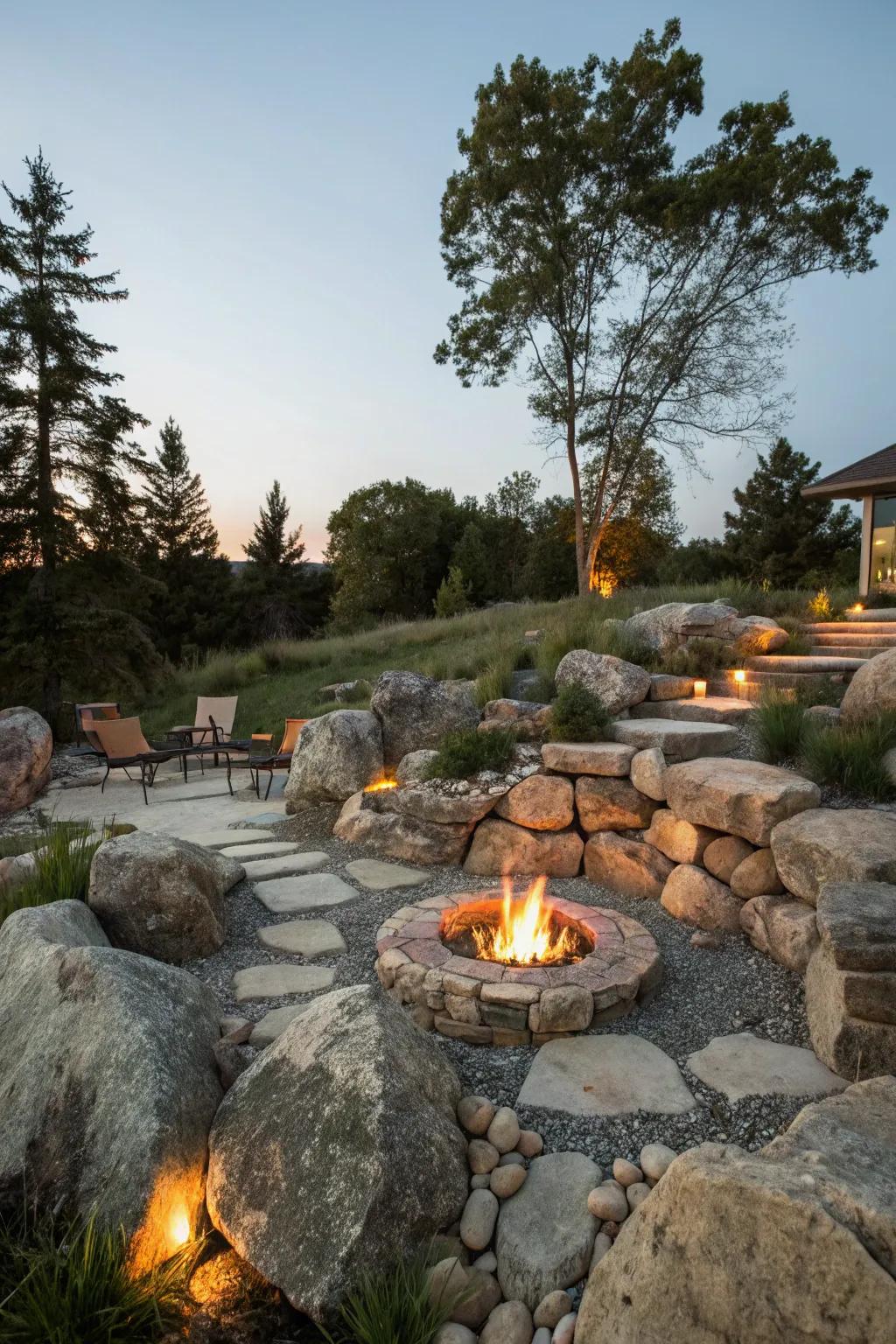 Firepits offer warmth and a cozy gathering spot.