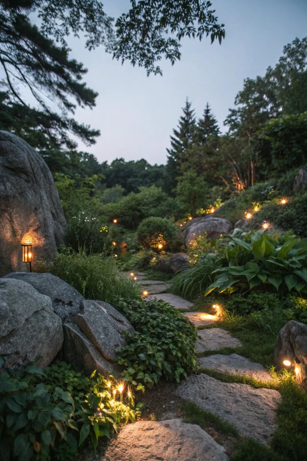 Hidden lights create a mysterious, inner glow.