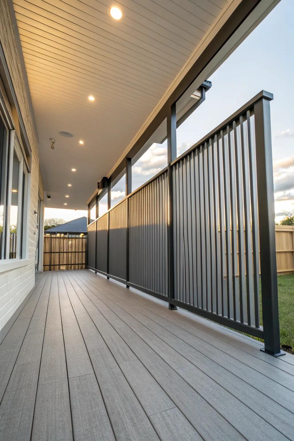 Add a streamlined appearance with vertical or horizontal slat skirting.