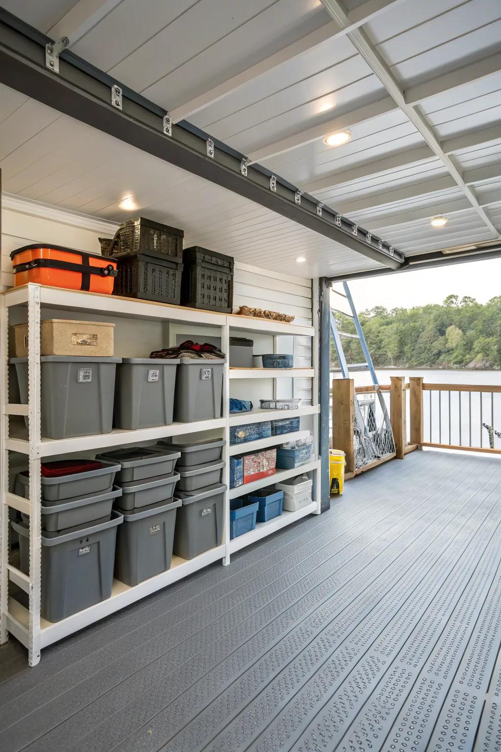 Maximize your under-deck space with practical storage solutions.