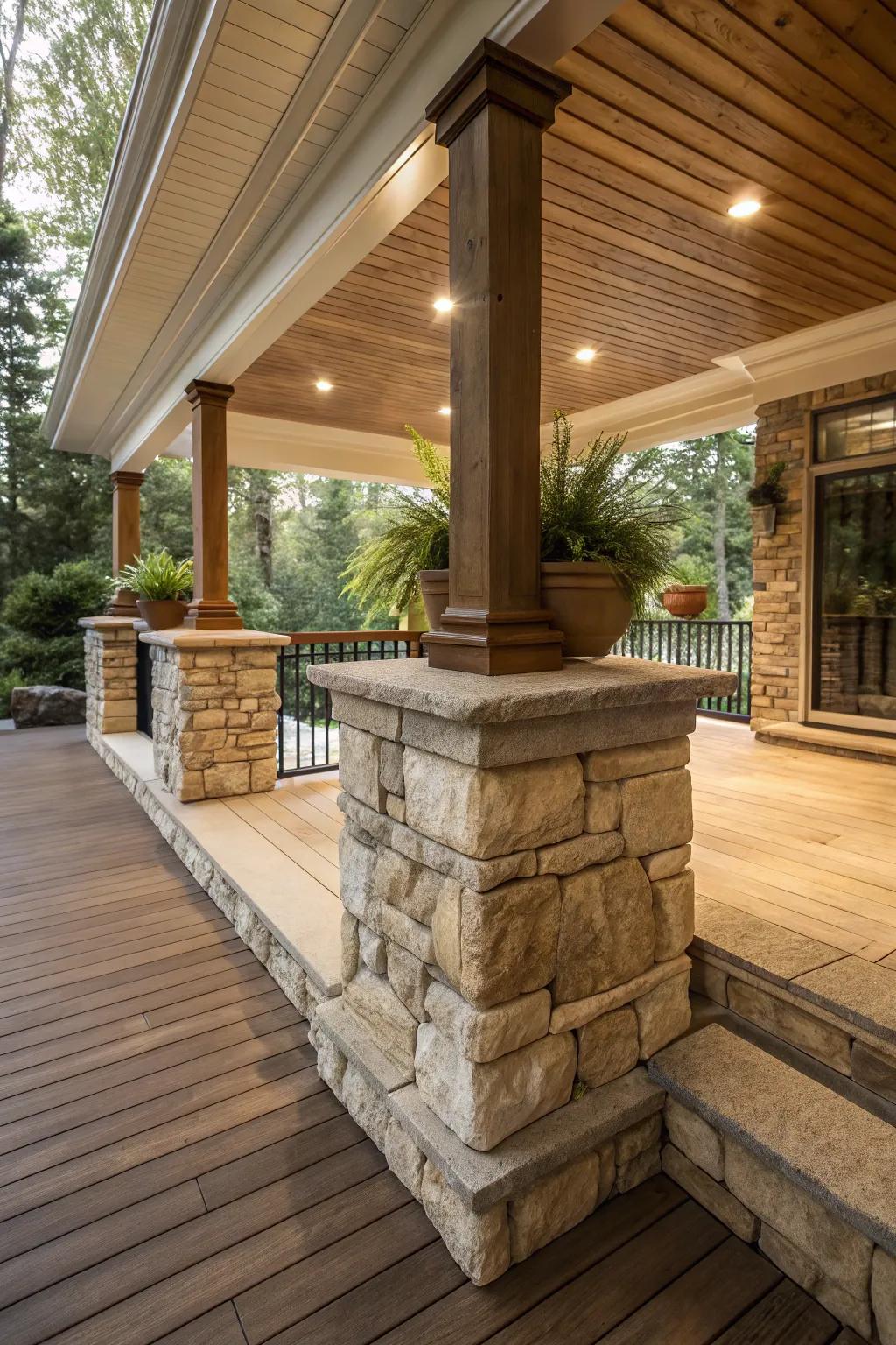 Achieve a classic look with durable stone or brick skirting.