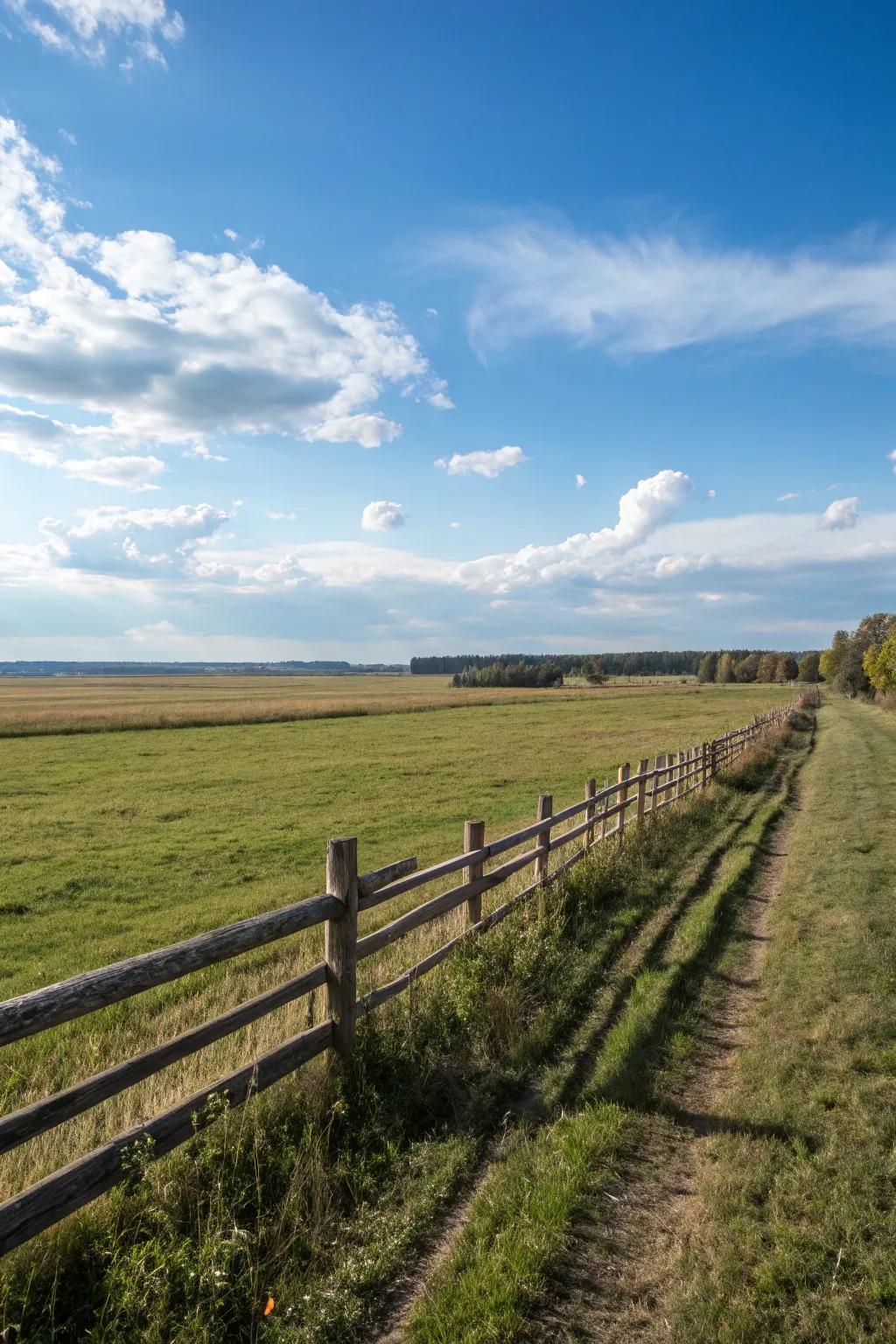 Wooden rail fences are ideal for maintaining openness.