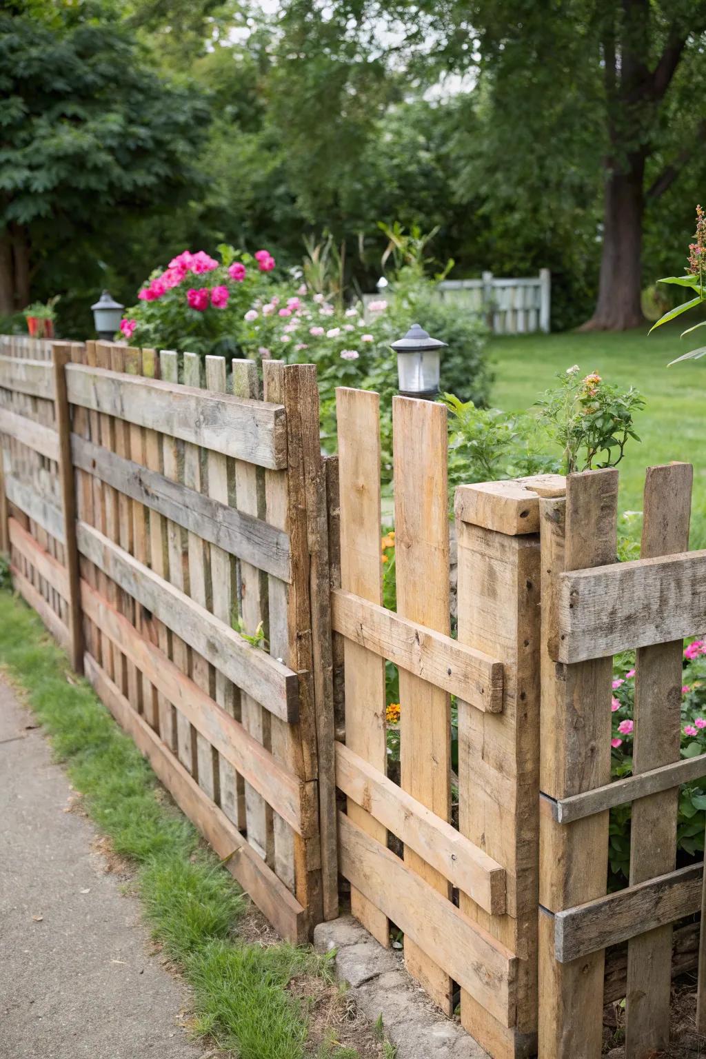 Recycled materials make for sustainable, creative fences.