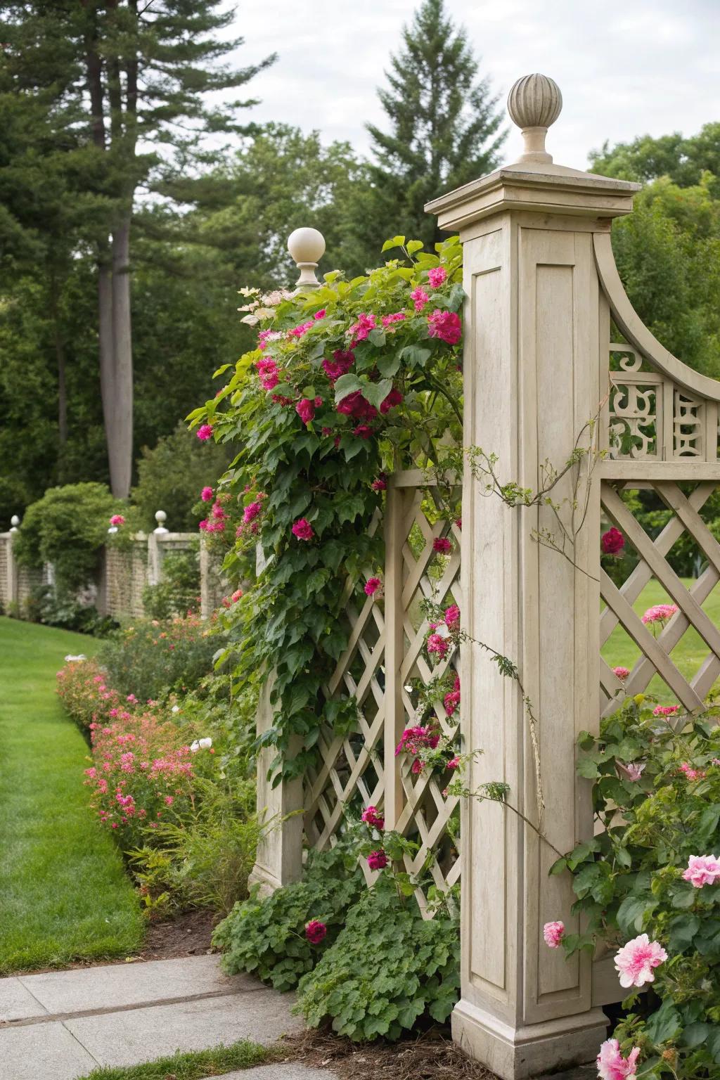 Trellis fences provide beauty and a place for plants.