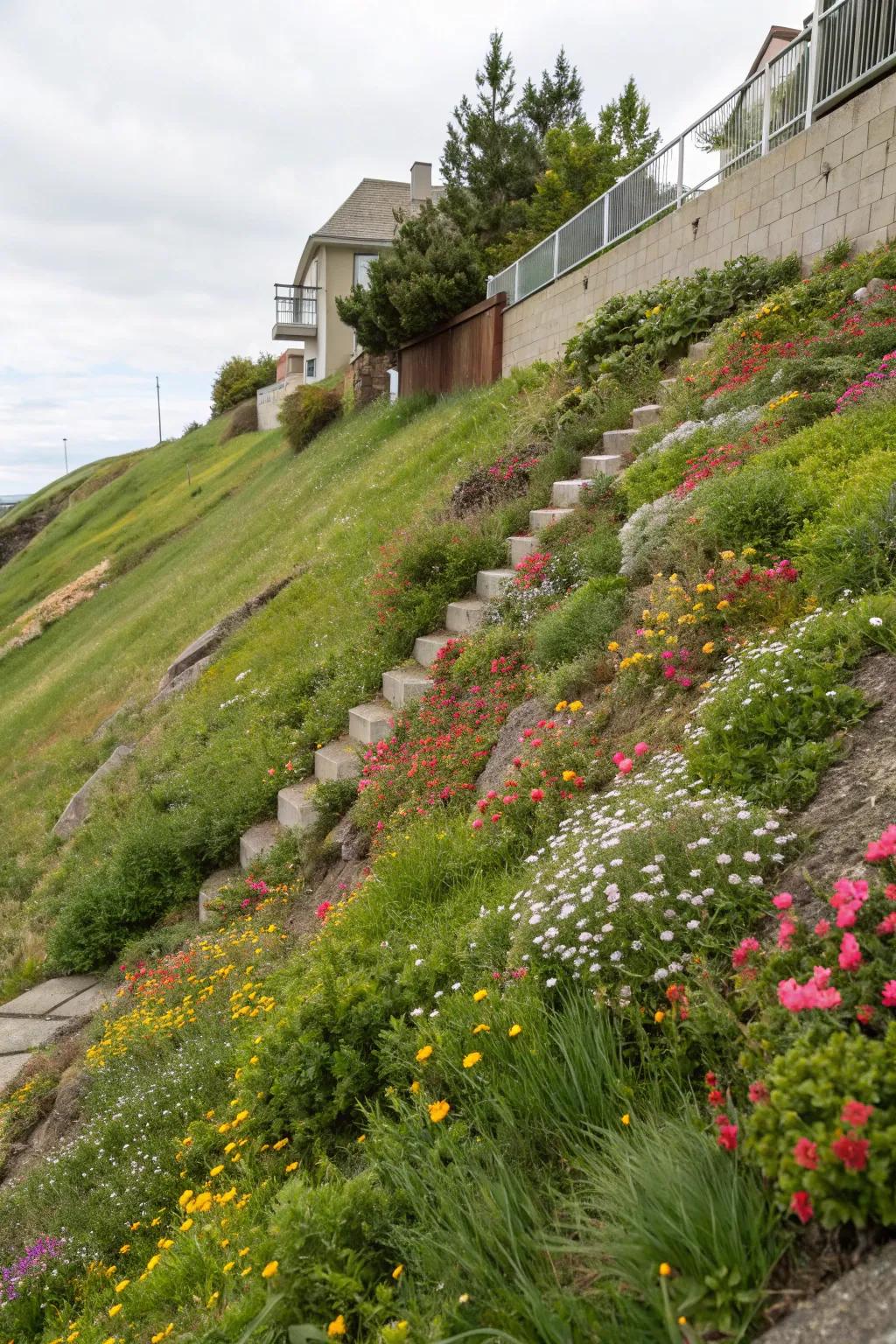 Reducing lawn areas saves time and resources.