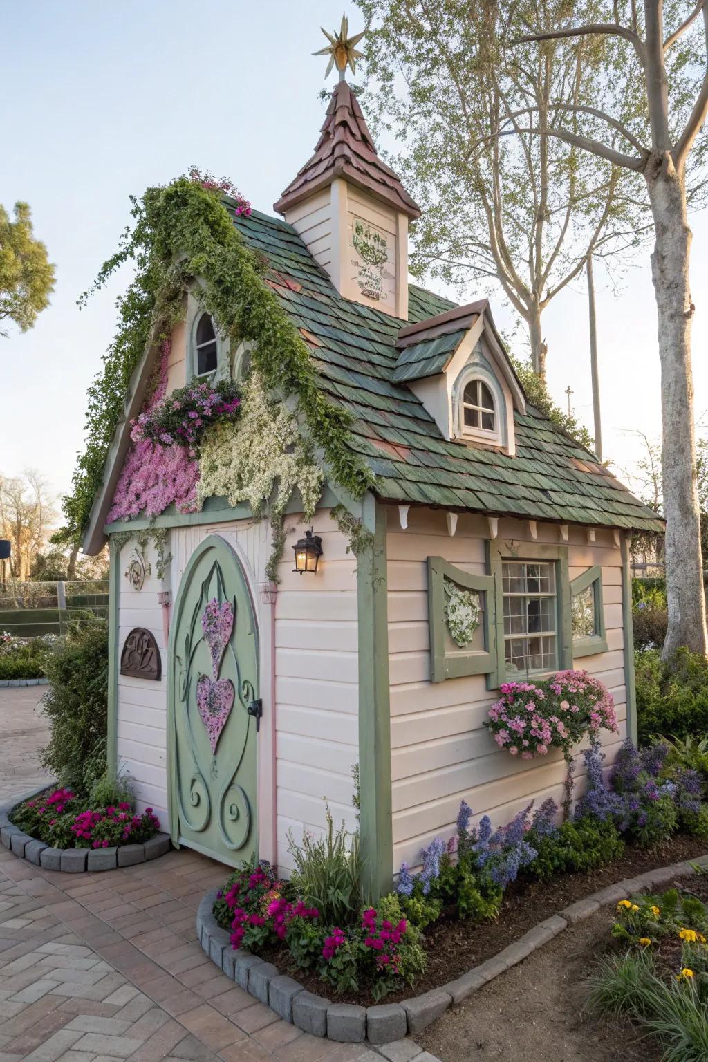 A fairytale-inspired chicken coop that looks straight out of a storybook.