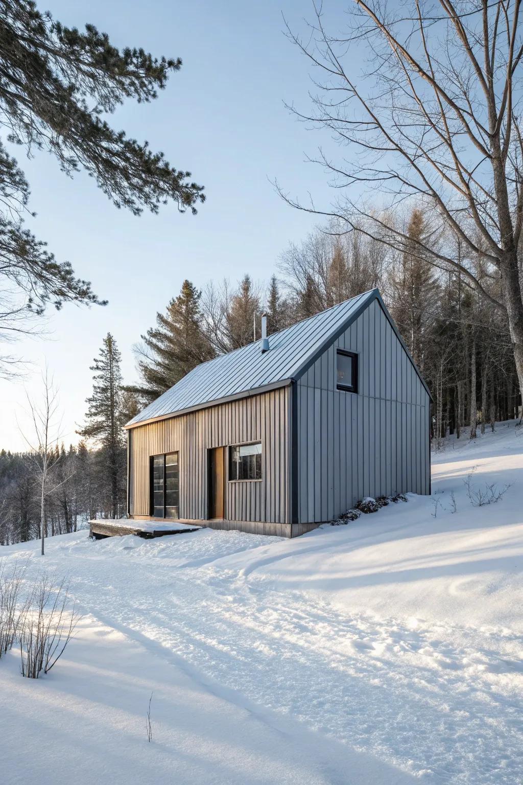 Minimalist metal siding offers sleek, modern elegance.